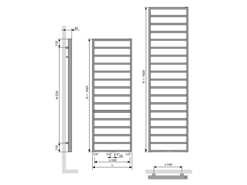 Bathline BA 1820 x 600 kolor biały