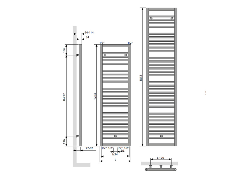 Bathline BK 1812 x 500 kolor antracyt